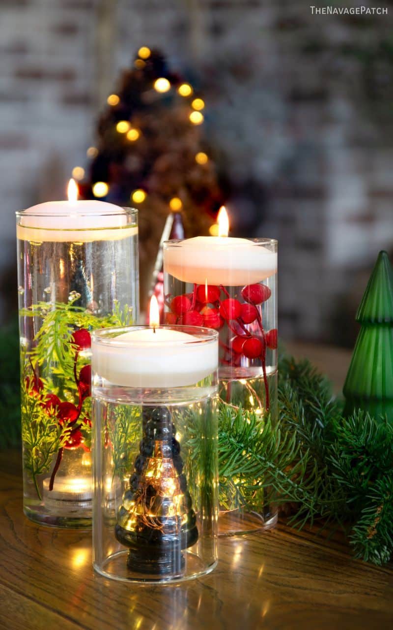 Lanterns suspended from trees.. use led remote control candles