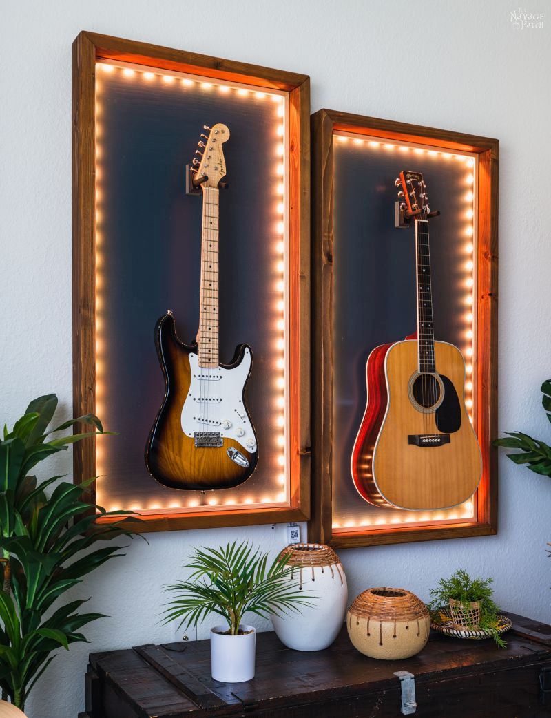 DIY Lighted Guitar Display Frame | Lighted guitar display case - TheNavagePatch.com