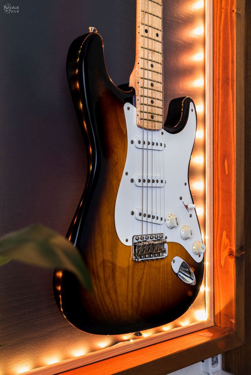 DIY Lighted Guitar Display Frame | Lighted guitar display case - TheNavagePatch.com