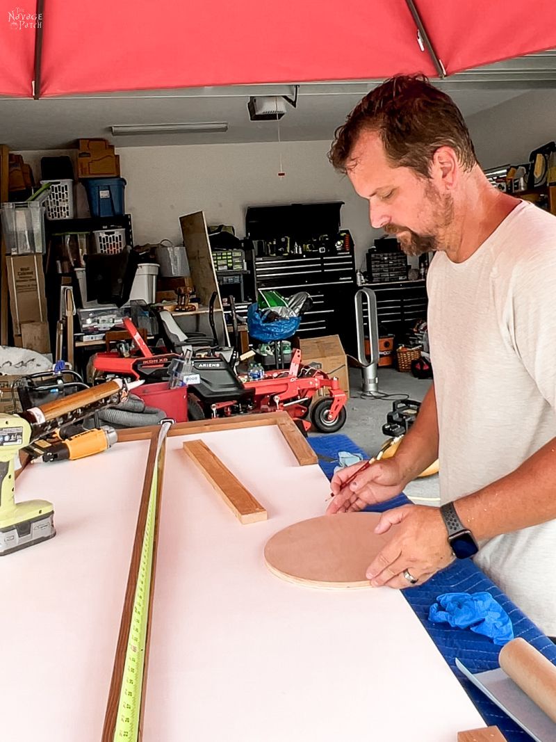 man making a diy barn door