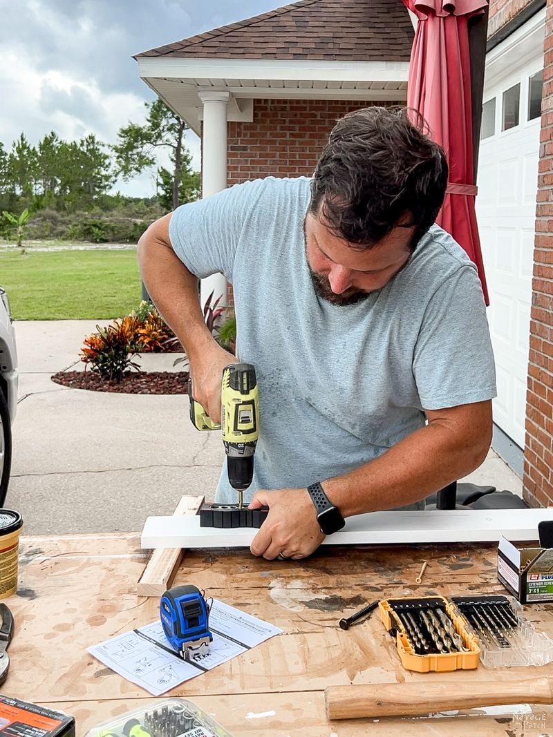 drilling holes in a board