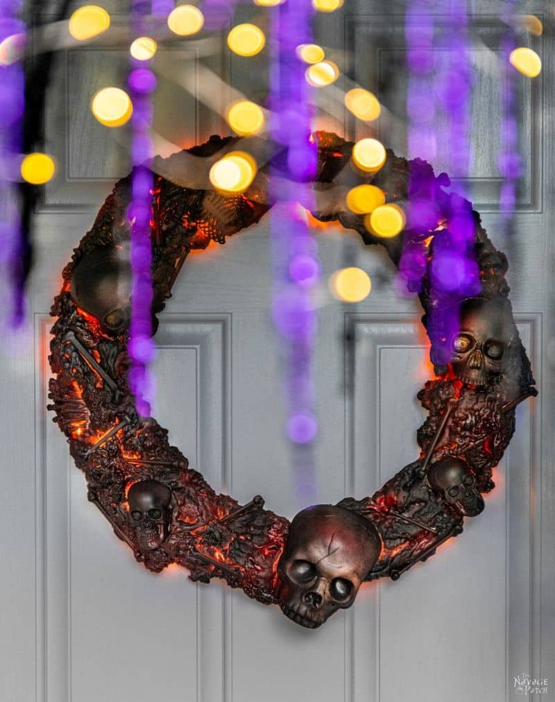 DIY Halloween Fire Wreath - TheNavagePatch.com