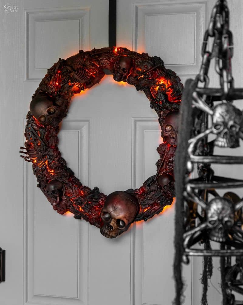 DIY Halloween Fire Wreath - TheNavagePatch.com