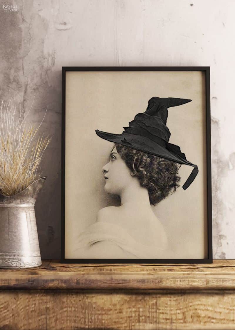 Free Vintage Witch Printables | DIY Halloween wall decor by TheNavagePatch.com