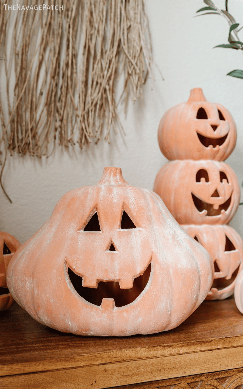 DIY Terracotta Pumpkins (Pottery Barn Dupe) | How to make viral terracotta pumpkins - TheNavagePatch.com