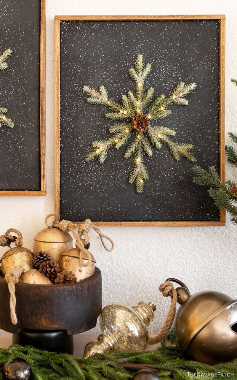 DIY Dollar Tree Light-Up Snowflake Wall Art by TheNavagePatch.com