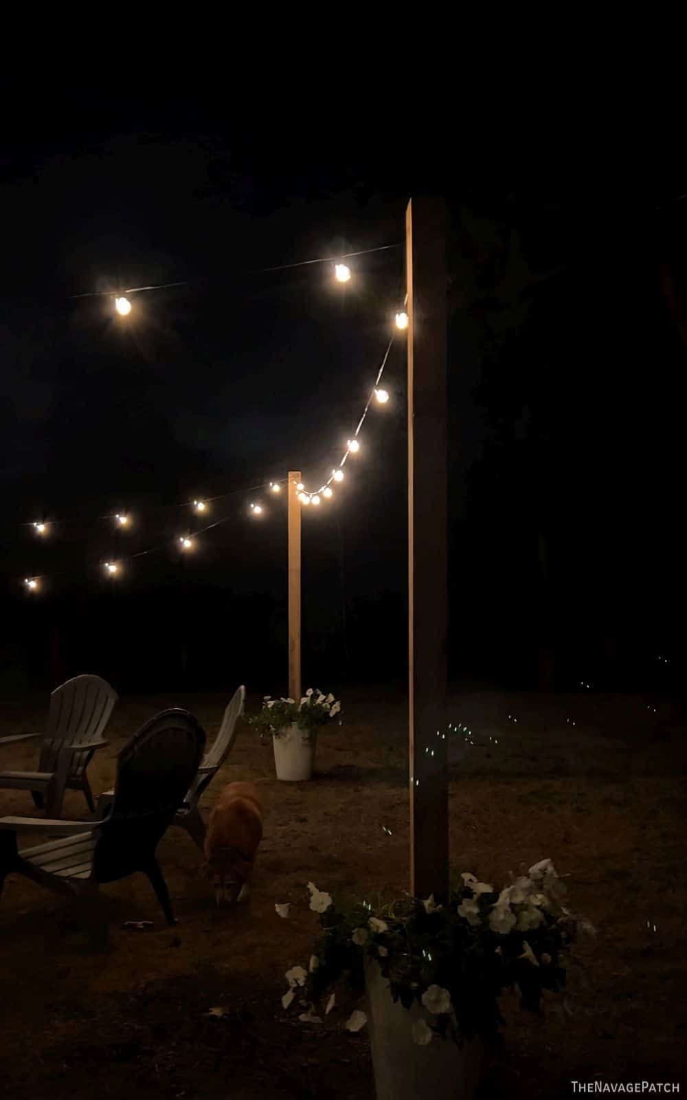 DIY String Light Posts by TheNavagePatch.com