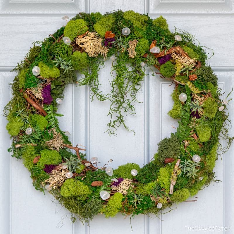 Moss & Mushroom Spring Wreath by TheNavagePatch.com
