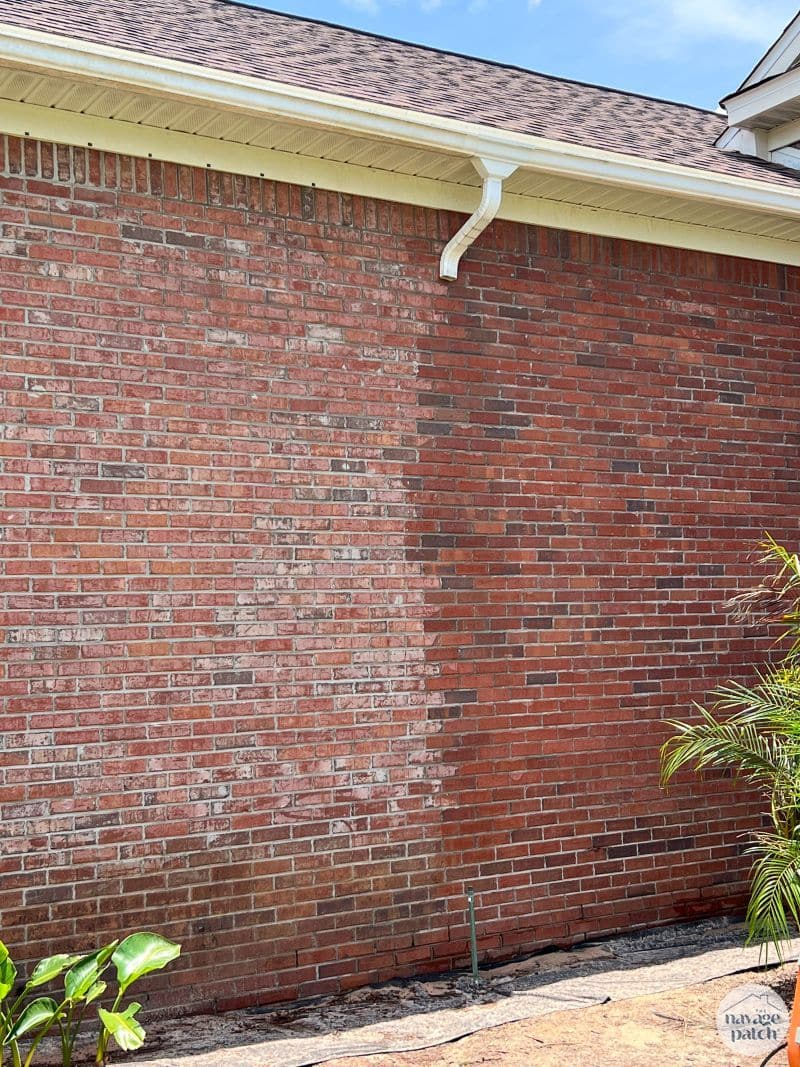 half washed brick wall