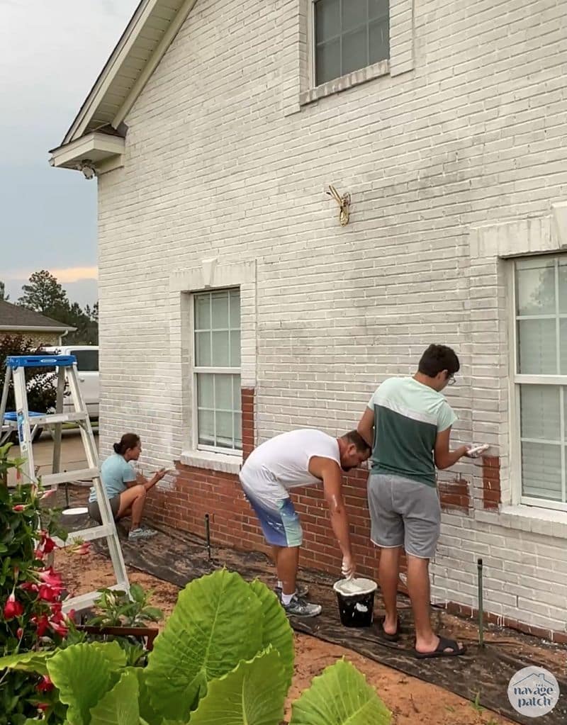 family limewash painting brick house
