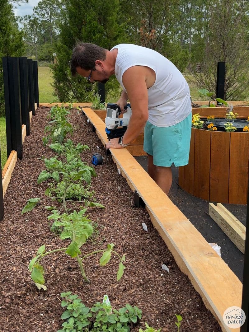 man building garden bed