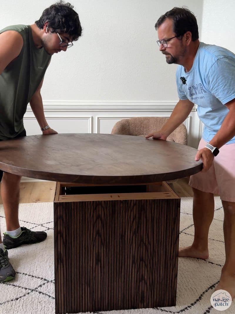 man setting up a diy board game table