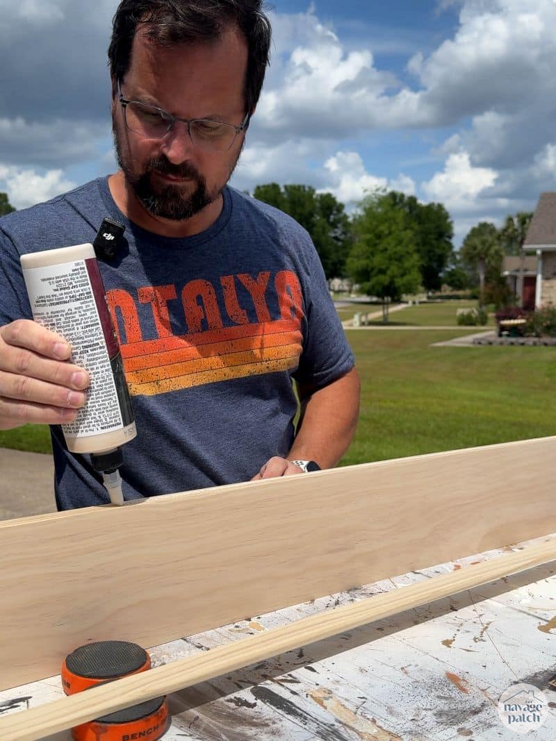 man building a shelf