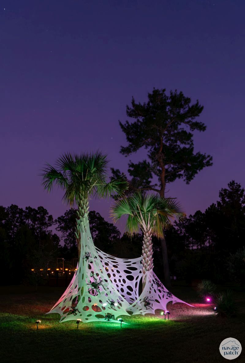 Easy DIY Outdoor Big Impact Halloween Spider Webs by TheNavagePatch.com