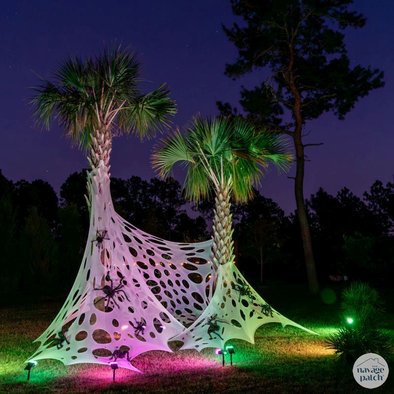 Easy DIY Outdoor Big Impact Halloween Spider Webs by TheNavagePatch.com
