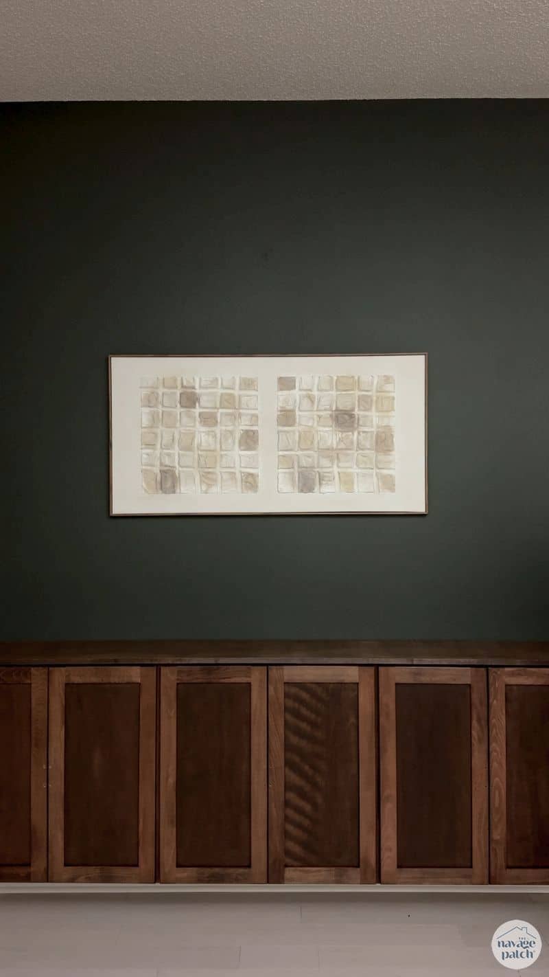 art hung above floating console